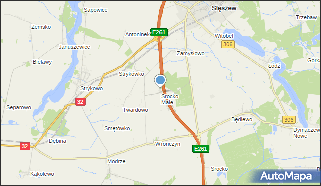 mapa Srocko Małe, Srocko Małe na mapie Targeo